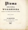 WORONICZ Jan Paweł - Pisma. Tomik 4: Pisma rozmaite [...] Księga 1.